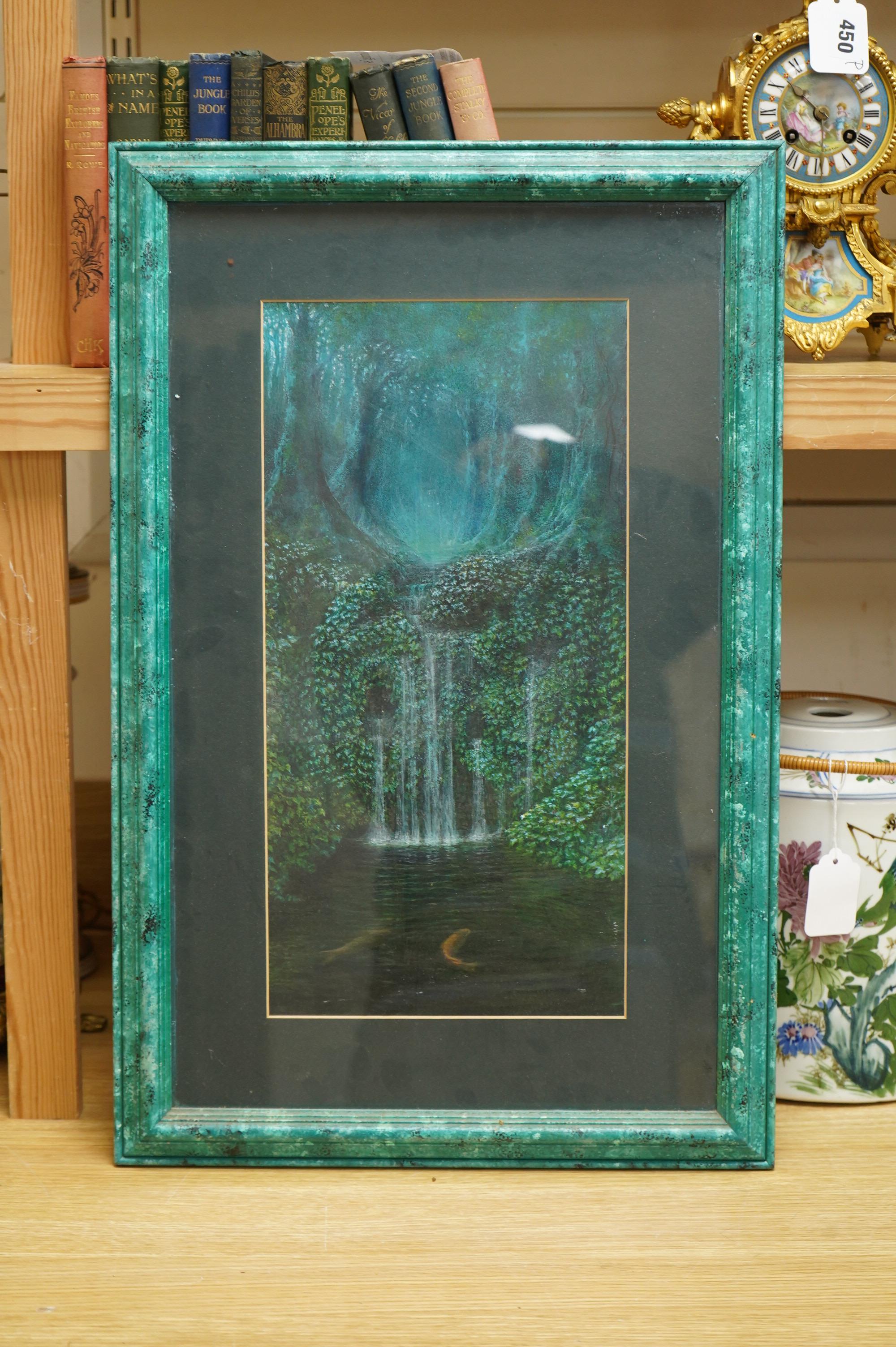 20th century School, 'Fionns Spring', unsigned, mixed media and oil, 41 x 21cm